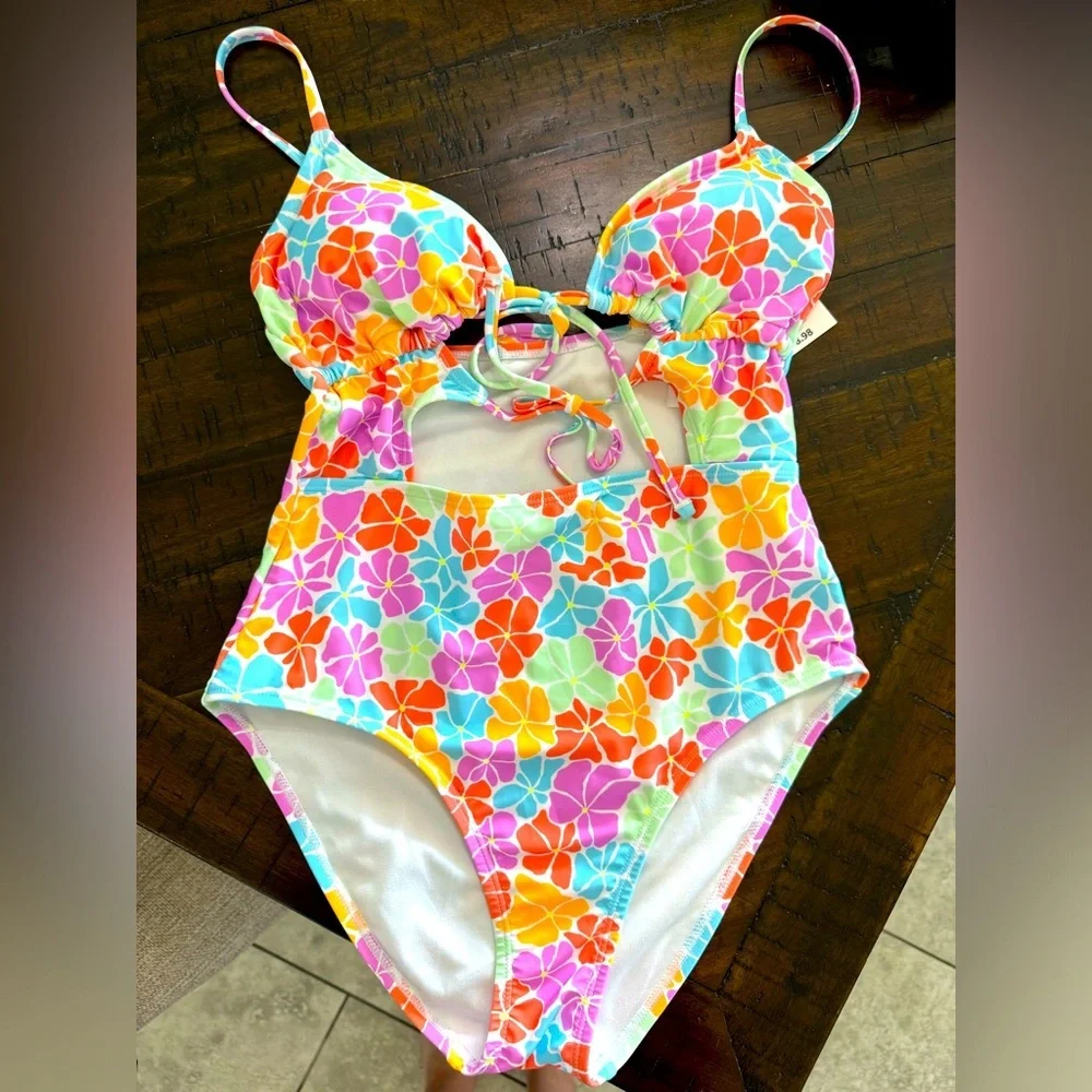 NWT- No boundaries bright floral one piece swimsuit - size small